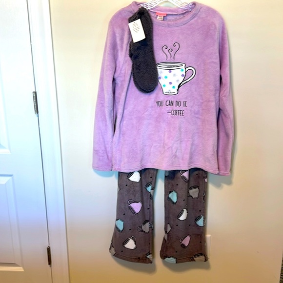 Be Yourself Women’s 3-Piece Lavender Coffee Pajama Set / Size M / Brand NWT - Picture 1 of 10